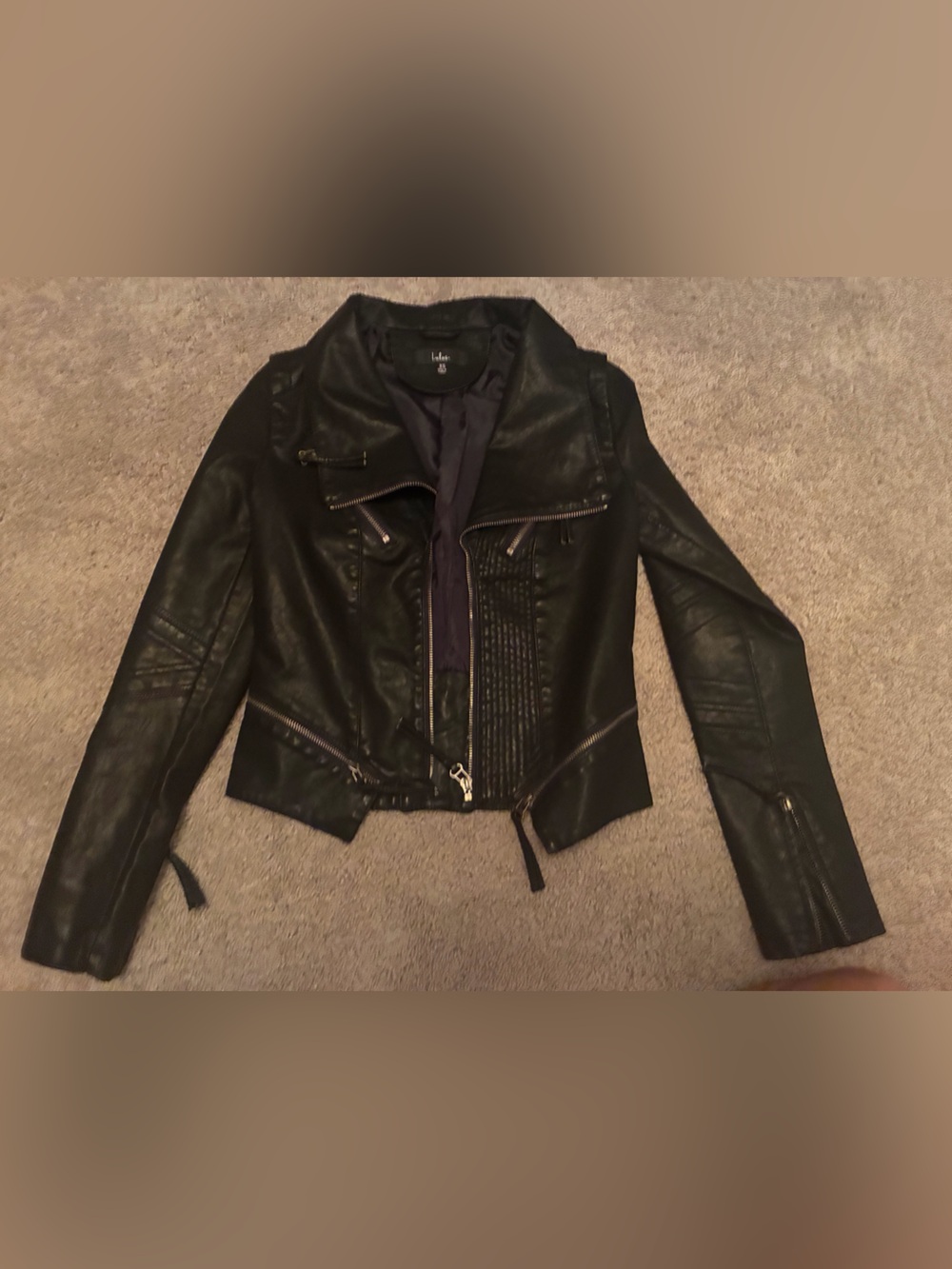 Lulu's Black Faux Leather Moto Jacket